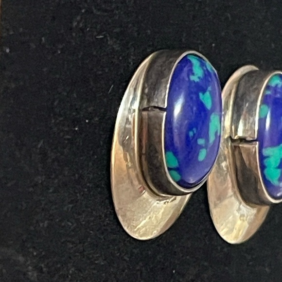 VTG Southwest Sterling Silver Blue Green Azurite Malachite  earrings - Picture 4 of 7